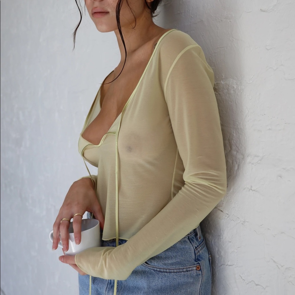 Mirror palais lime chemise silk top